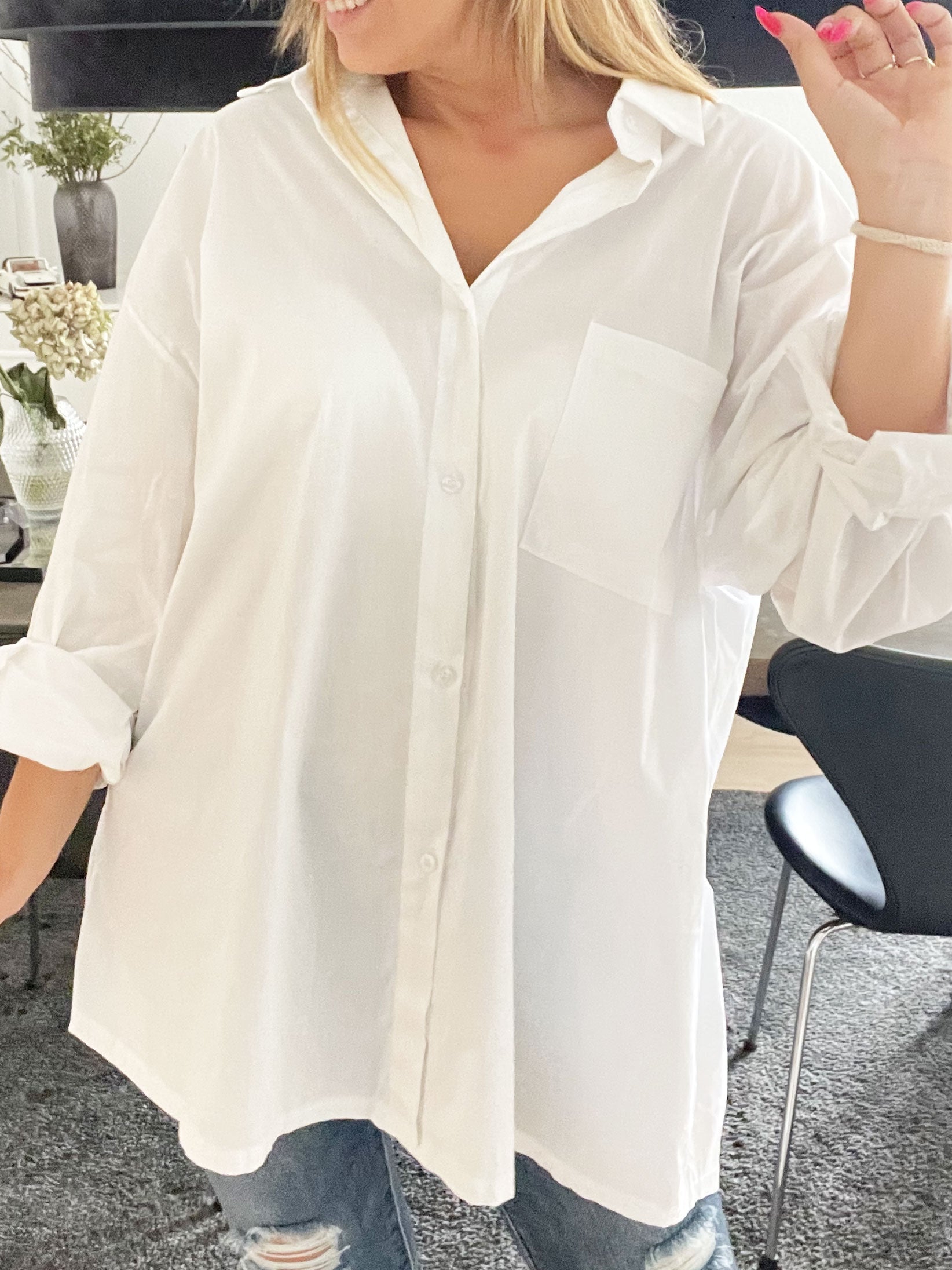 Verona - Oversized skjorta med stor ficka